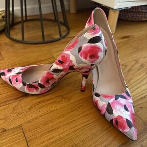Kate Spade Floral Pointed-Toe Heels — Pink Roses, Stiletto Pumps